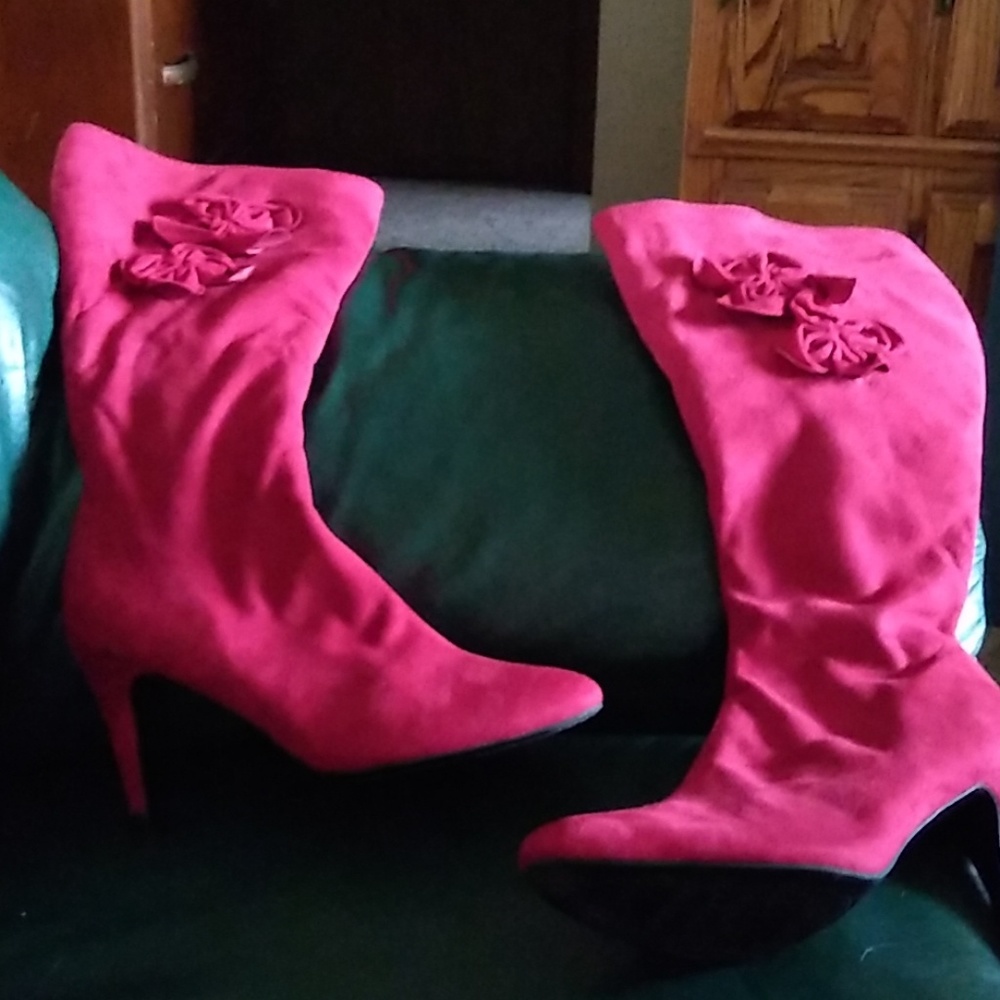 Red Velvet dress boots $30.00 worn twice